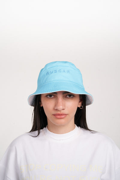 BUCKET HAT WHITE & BABY BLUE