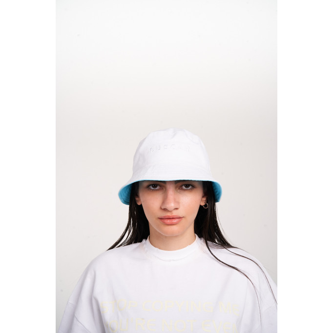 BUCKET HAT WHITE & BABY BLUE 