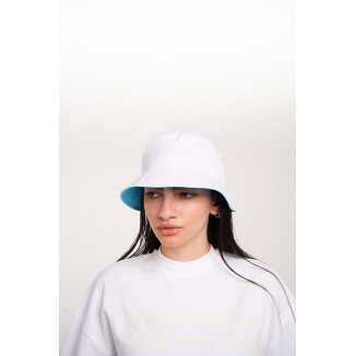 BUCKET HAT WHITE & BABY BLUE 